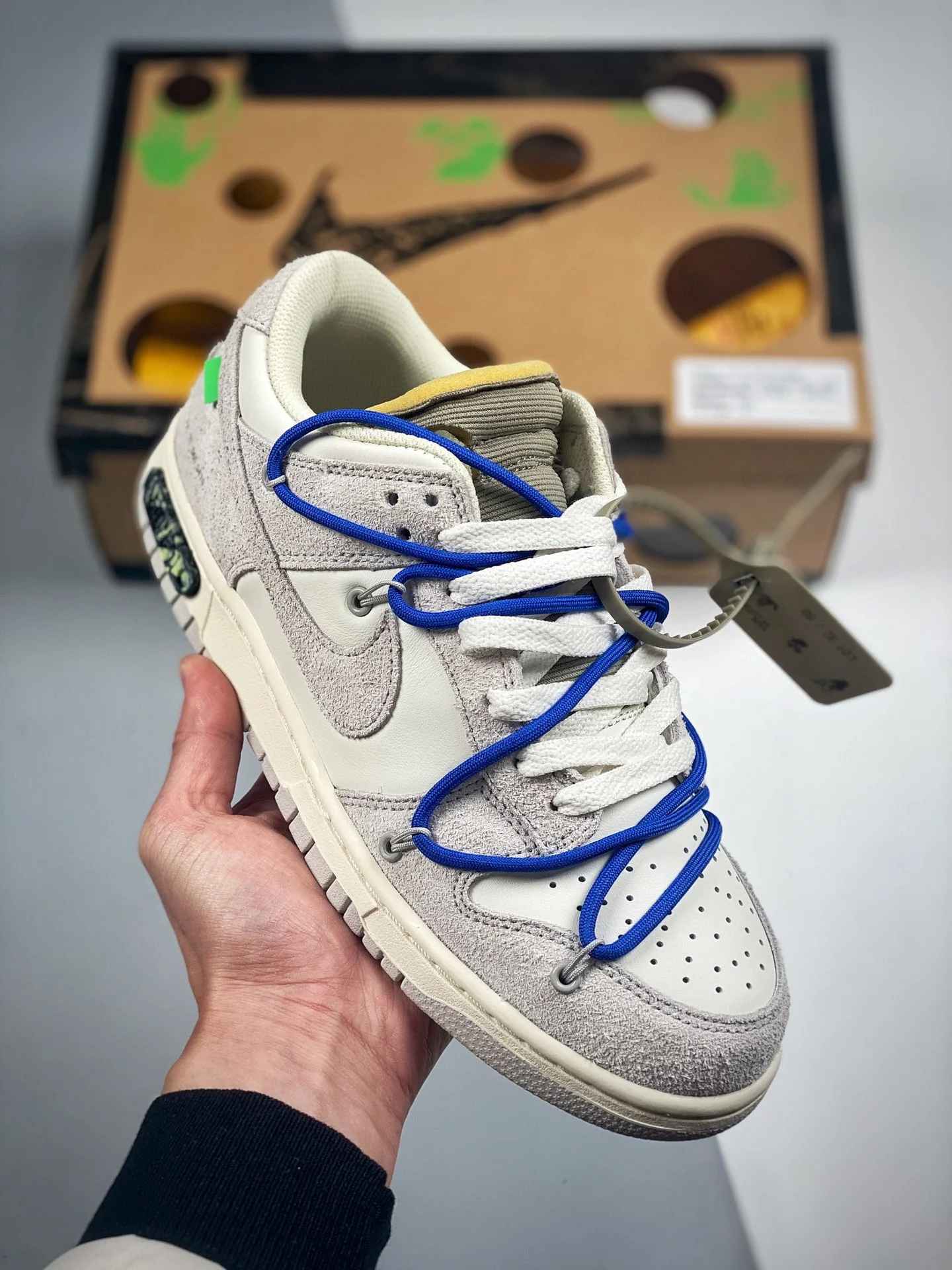 Off-White x Nike Dunk Low 32 of 50 Sail Neutral Grey Racer Blue For Sale
