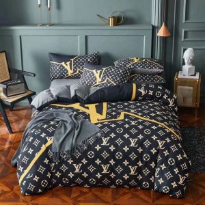 Louis Vuitton Logo Brand Bedding Set Bedroom Home Decor Luxury Bedspread