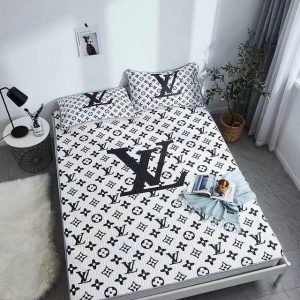 Louis Vuitton Logo Brand Bedding Set Bedroom Luxury Home Decor Bedspread