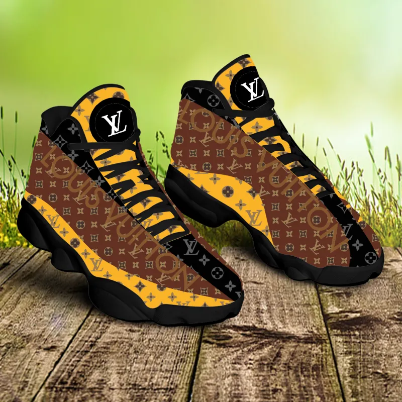Black Yellow Louis Vuitton Air Jordan 13 Shoes Trending Luxury Fashion Sneakers