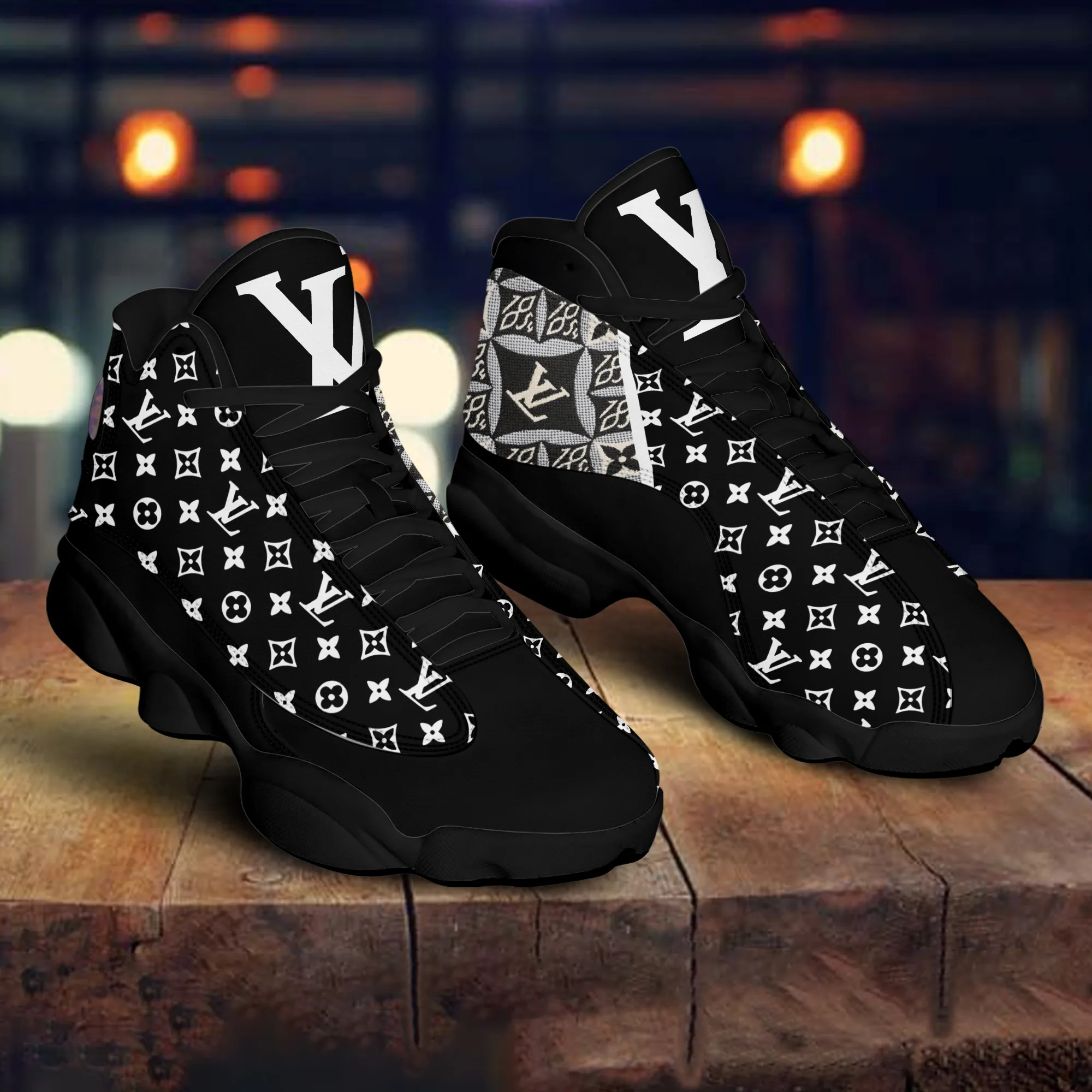 Louis Vuitton Black White LV Air Jordan 13 Trending Shoes Fashion Luxury Sneakers