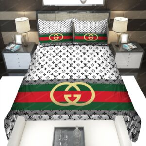 Gucci Louis Vuitton Symbol Logo Brand Bedding Set Bedspread Home Decor Luxury Bedroom
