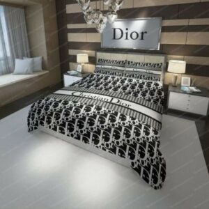 Christian Dior Logo Brand Bedding Set Luxury Home Decor Bedspread Bedroom