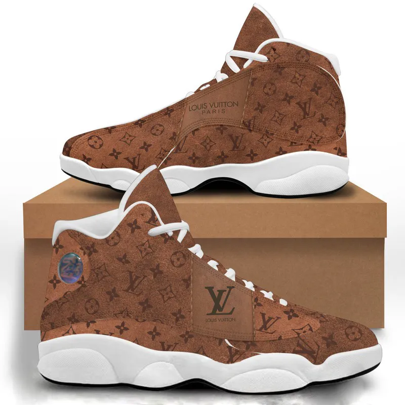 New Louis Vuitton LV Paris Light Brown  Air Jordan 13 Sneakers Shoes Luxury Trending Fashion