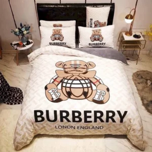 Burberry Bear Logo Brand Bedding Set Bedspread Luxury Bedroom Home Decor