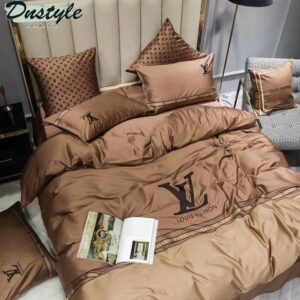 Louis Vuitton Logo Brand Bedding Set Bedspread Bedroom Home Decor Luxury