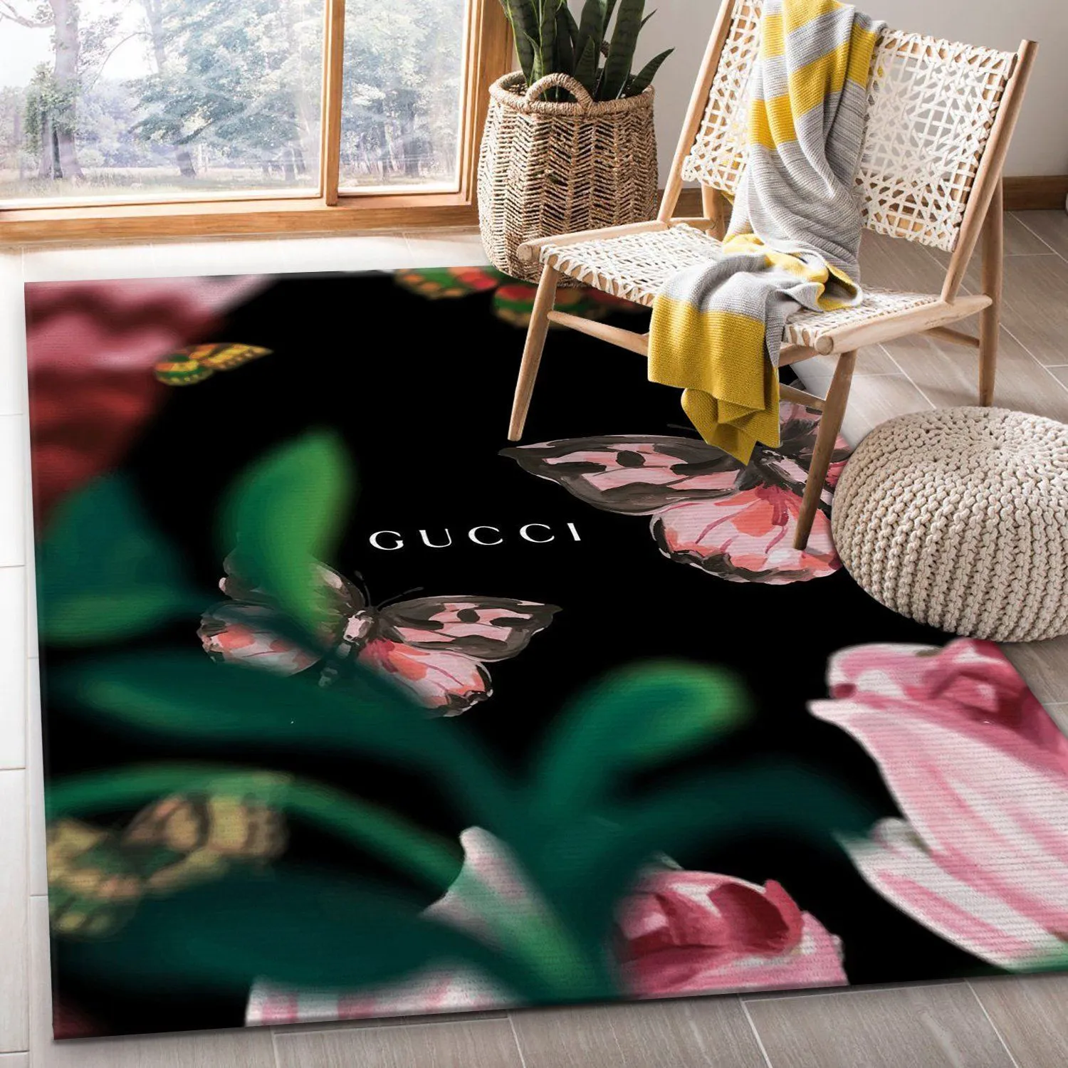 Gucci flower Rectangle Rug Fashion Brand Area Carpet Luxury Home Decor Door Mat