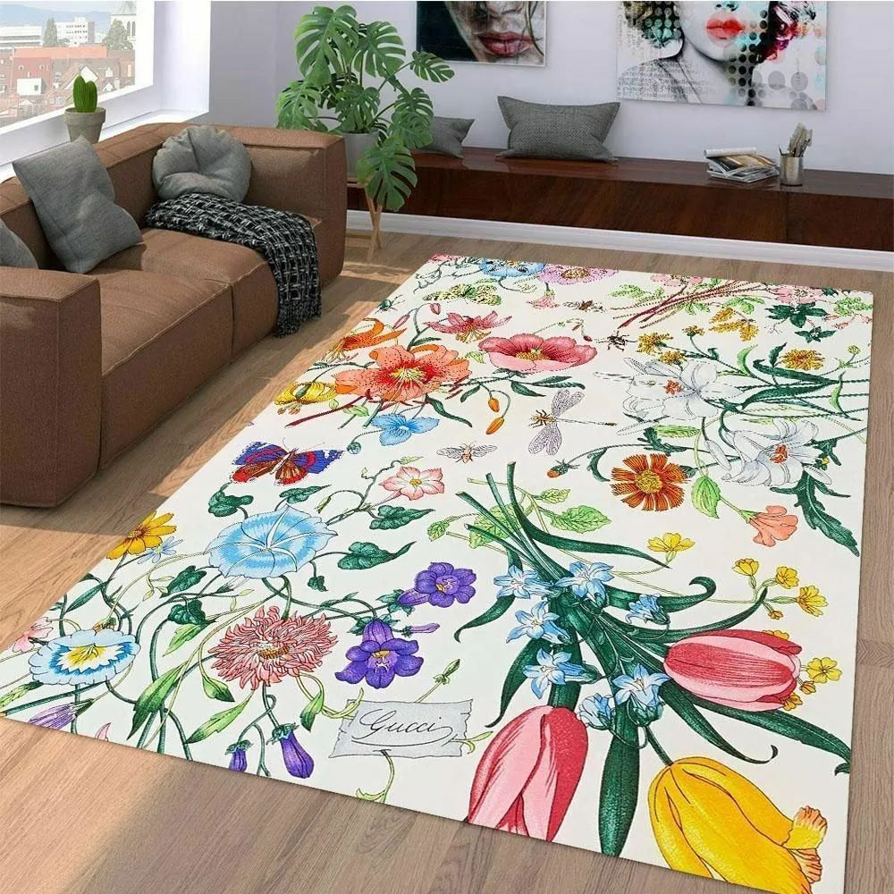 Gucci flower Rectangle Rug Area Carpet Fashion Brand Door Mat Home Decor Luxury