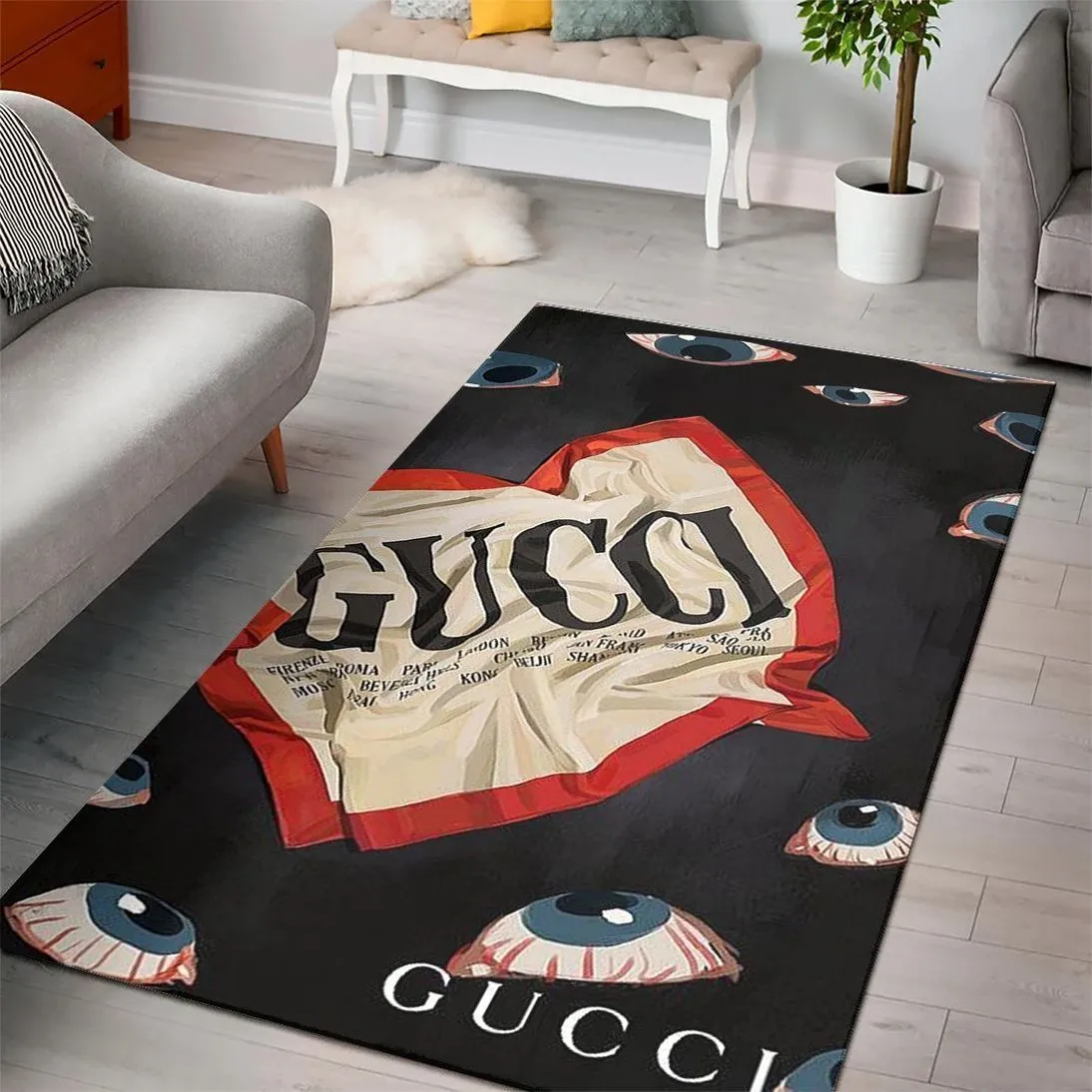 Gucci eyes Rectangle Rug Luxury Door Mat Area Carpet Fashion Brand Home Decor
