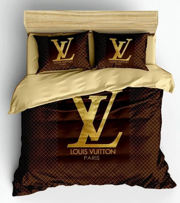 Louis Vuitton Logo Brand Bedding Set Bedroom Luxury Home Decor Bedspread