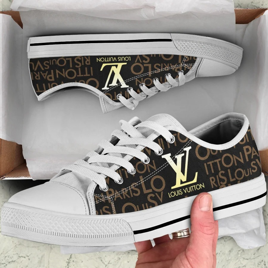 Louis vuitton white brown low top canvas shoes sneakers