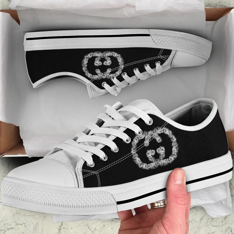 Gucci black low top canvas shoes sneakers