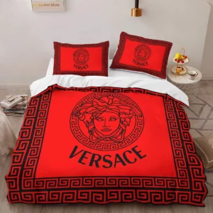Versace Red Louis Vuitton Logo Brand Bedding Set Home Decor Luxury Bedroom Bedspread