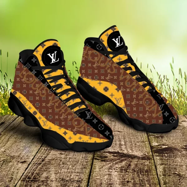 Black Yellow Louis Vuitton LV Air Jordan 13 Trending Luxury Fashion Sneakers Shoes