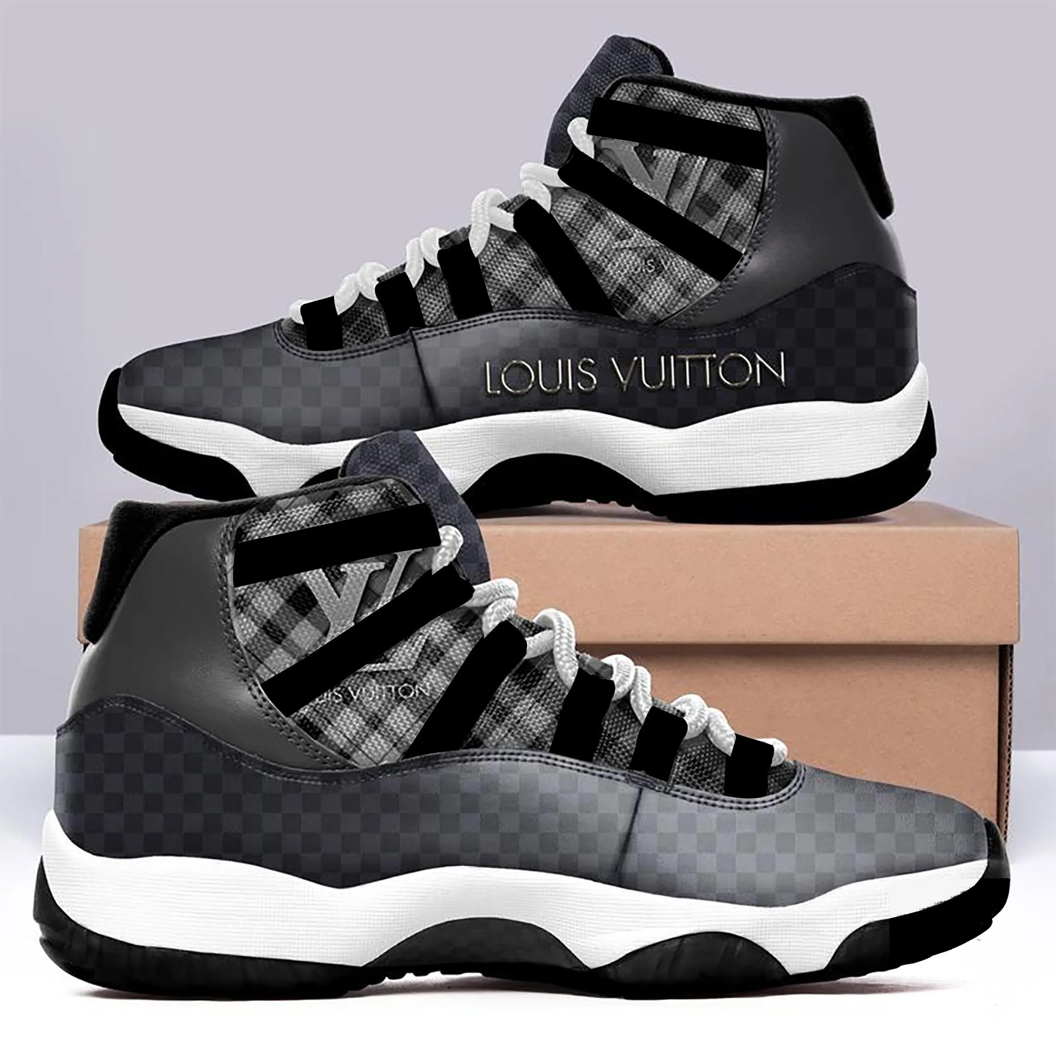 Black Grey Louis Vuitton Air Jordan 11 Sneakers Luxury Fashion Sport Shoes