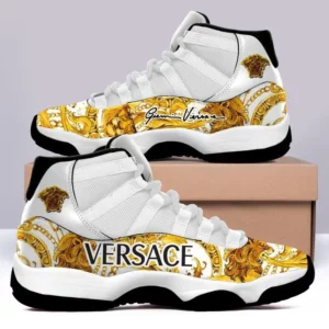 Gianni Versace White Gold Air Jordan 11 Sport Luxury Sneakers Fashion Shoes