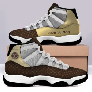 Louis Vuitton Brown Gold Air Jordan 11 Luxury Fashion Sneakers Sport Shoes