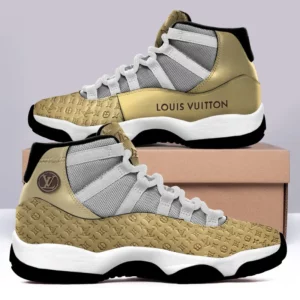 Louis Vuitton Gold Air Jordan 11 Shoes Luxury Fashion Sport Sneakers
