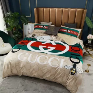 Bee Gucci Logo Brand Bedding Set Luxury Bedspread Bedroom Home Decor