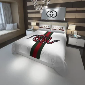 Gucci Snake Logo Brand Bedding Set Luxury Bedroom Home Decor Bedspread