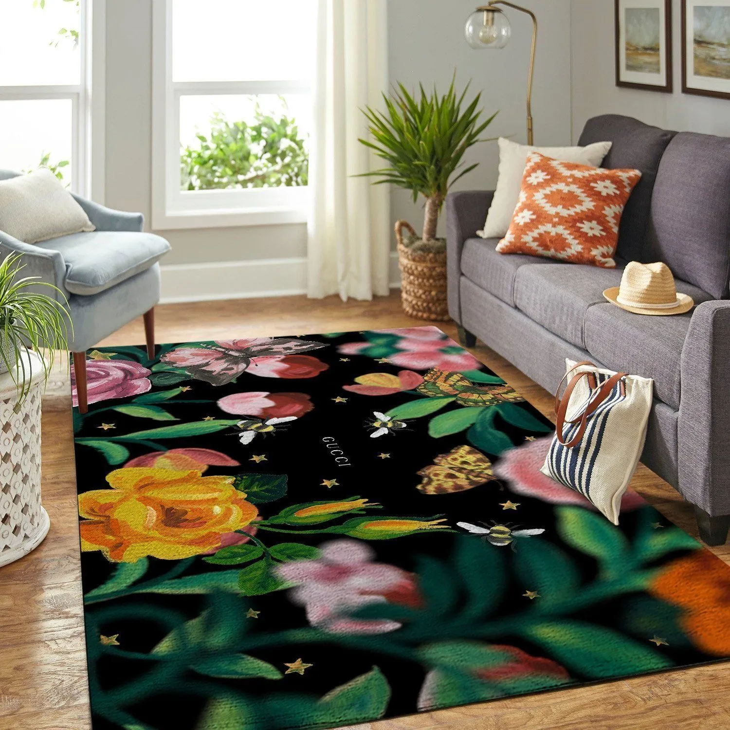 Gucci Flower Rectangle Rug Area Carpet Luxury Door Mat Fashion Brand Home Decor