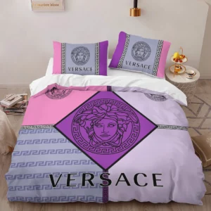 Versace Violet Logo Brand Bedding Set Bedroom Home Decor Bedspread Luxury