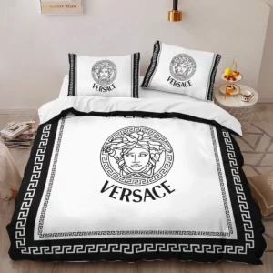 Versace White Black Louis Vuitton Logo Brand Bedding Set Home Decor Bedroom Luxury Bedspread