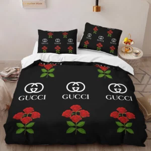 Gucci Roses Louis Vuitton Logo Brand Bedding Set Bedroom Luxury Home Decor Bedspread