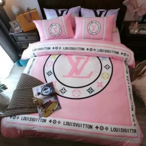 Louis Vuitton Logo Brand Bedding Set Bedspread Bedroom Luxury Home Decor