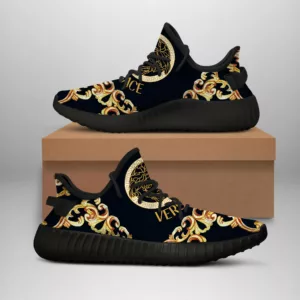 Versace Gold Pattern Black Yeezy Sneaker