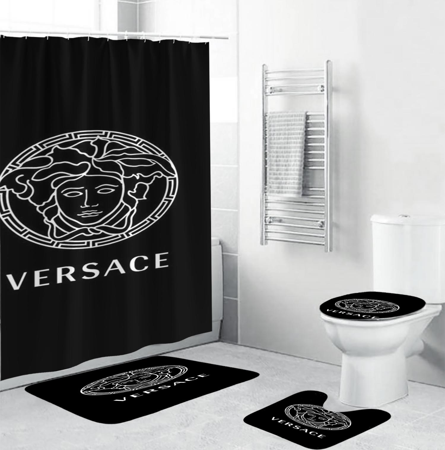 Versace Basic Big Whitein Black Bathroom Set Hypebeast Home Decor Luxury Fashion Brand Bath Mat