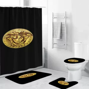 Versace Goldenin Mistic Black Bathroom Set Hypebeast Bath Mat Luxury Fashion Brand Home Decor