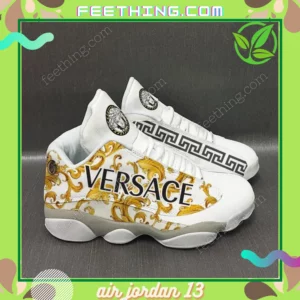 Versace Yellow Pattern Logo  Air Jordan 13 Trending Luxury Shoes Sneakers Fashion