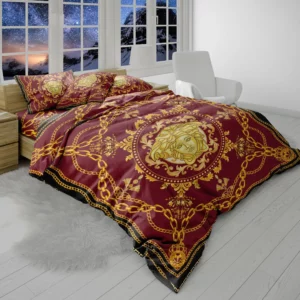 Versace Red Versaceheet Logo Brand Bedding Set Home Decor Bedspread Luxury Bedroom