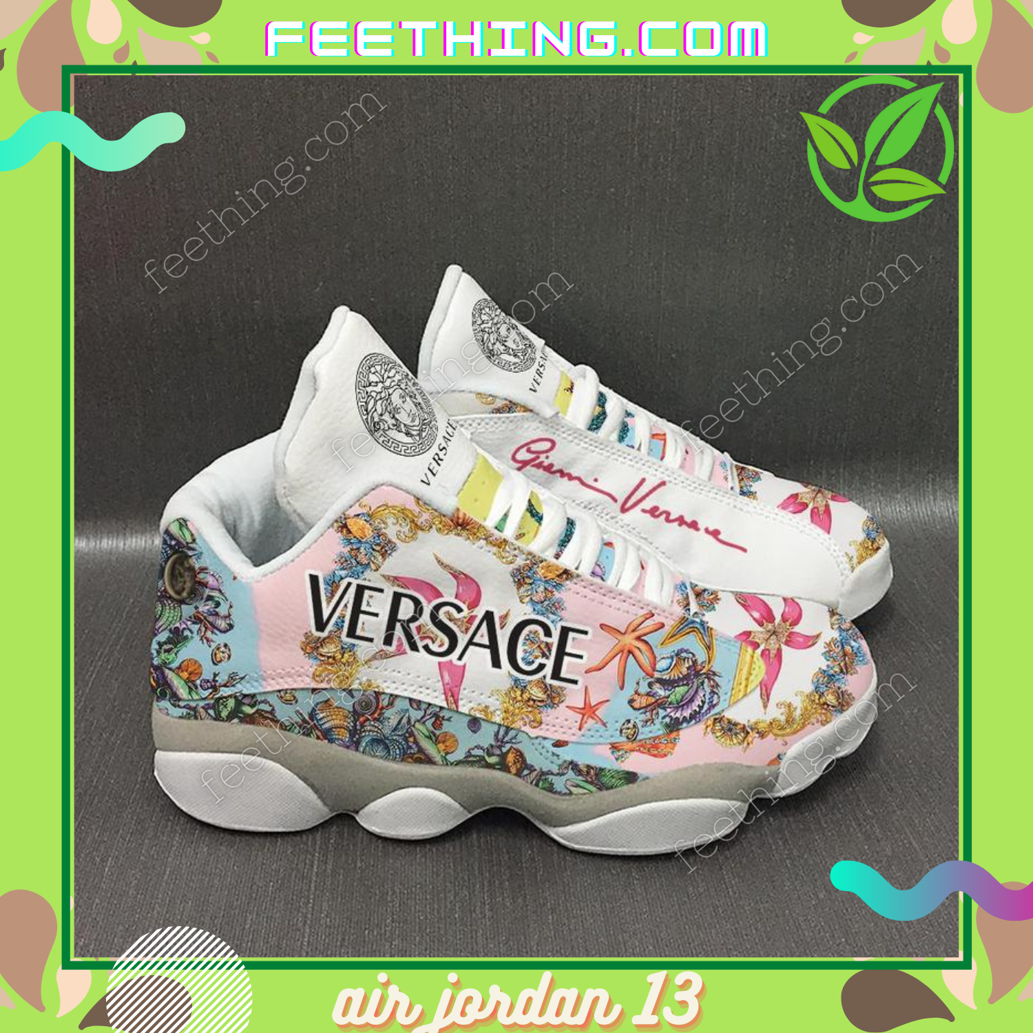 Gianni Versace Flower Air Jordan 13 Luxury Trending Fashion Sneakers Shoes