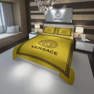 Versace Yellow Logo Brand Bedding Set Bedroom Luxury Bedspread Home Decor
