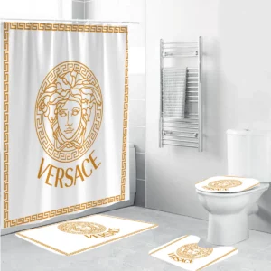 Versace White Golden Bathroom Set Hypebeast Home Decor Luxury Fashion Brand Bath Mat