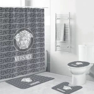 Versace Medusa Grey Bathroom Set Luxury Fashion Brand Bath Mat Home Decor Hypebeast