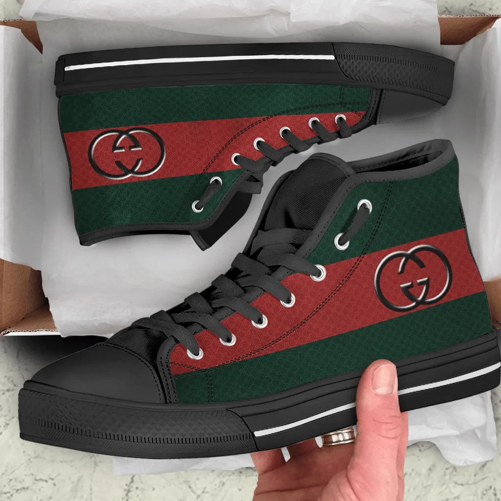 Gucci Red Green High Top Canvas Shoes Luxury Brand Gifts For Men Women