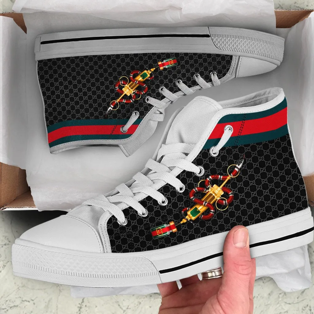 Gucci Snake High Top Canvas Shoes Luxury Brand Gifts For Men Women