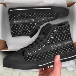 Louis Vuitton Black High Top Canvas Shoes Luxury Brand Gifts For Men Women