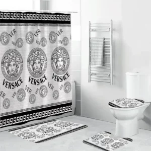 Versace Medusa White Black Bathroom Set Luxury Fashion Brand Hypebeast Bath Mat Home Decor