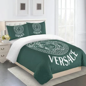 Versace Teal Logo Brand Bedding Set Luxury Home Decor Bedspread Bedroom
