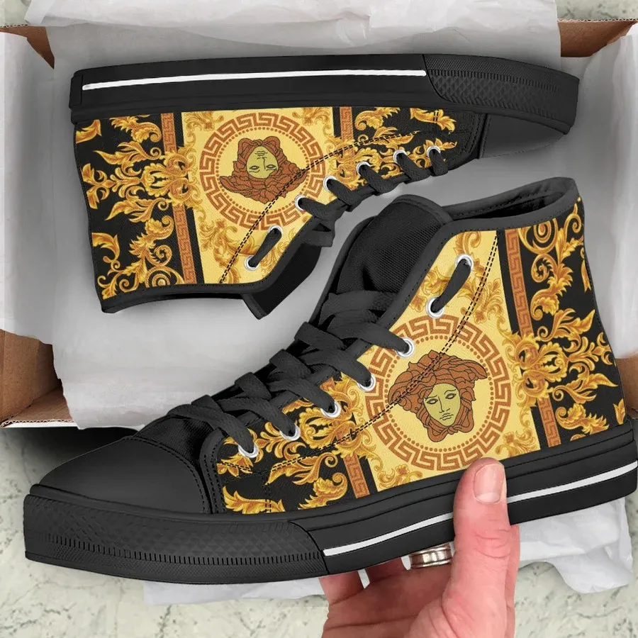 Versace Medusa High Top Canvas Shoes Luxury Brand Gifts For Men Women