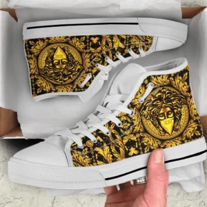 Versace Medusa Golden White High Top Canvas Shoes Luxury Brand Gifts For Men Women