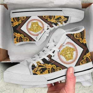 Versace Medusa Gold White High Top Canvas Shoes Luxury Brand Gifts For Men Women