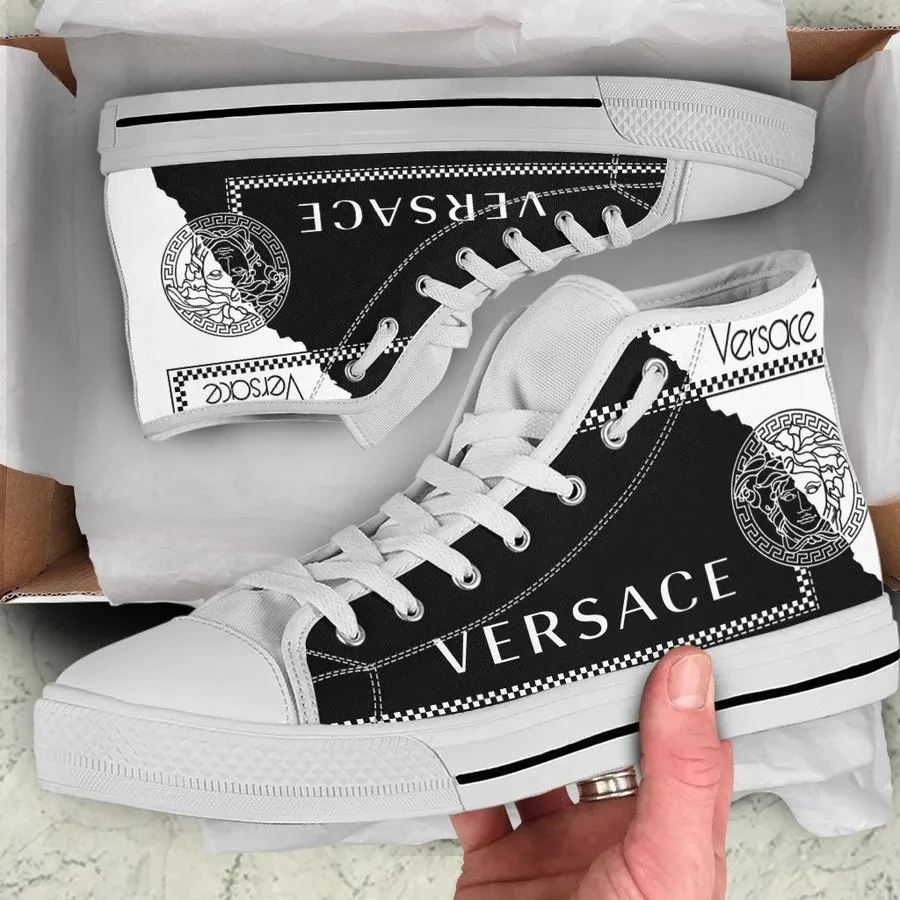 Versace New Medusa Gold White High Top Canvas Shoes Luxury Brand Gifts For Men Women