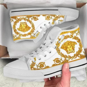 Versace Medusa Gold White Premium High Top Canvas Shoes Luxury Brand Gifts For Men Women