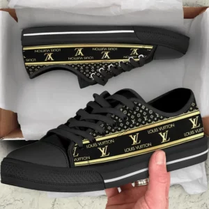 Louis Vuitton Yellow Black Low Top Canvas Shoes Luxury Brand
