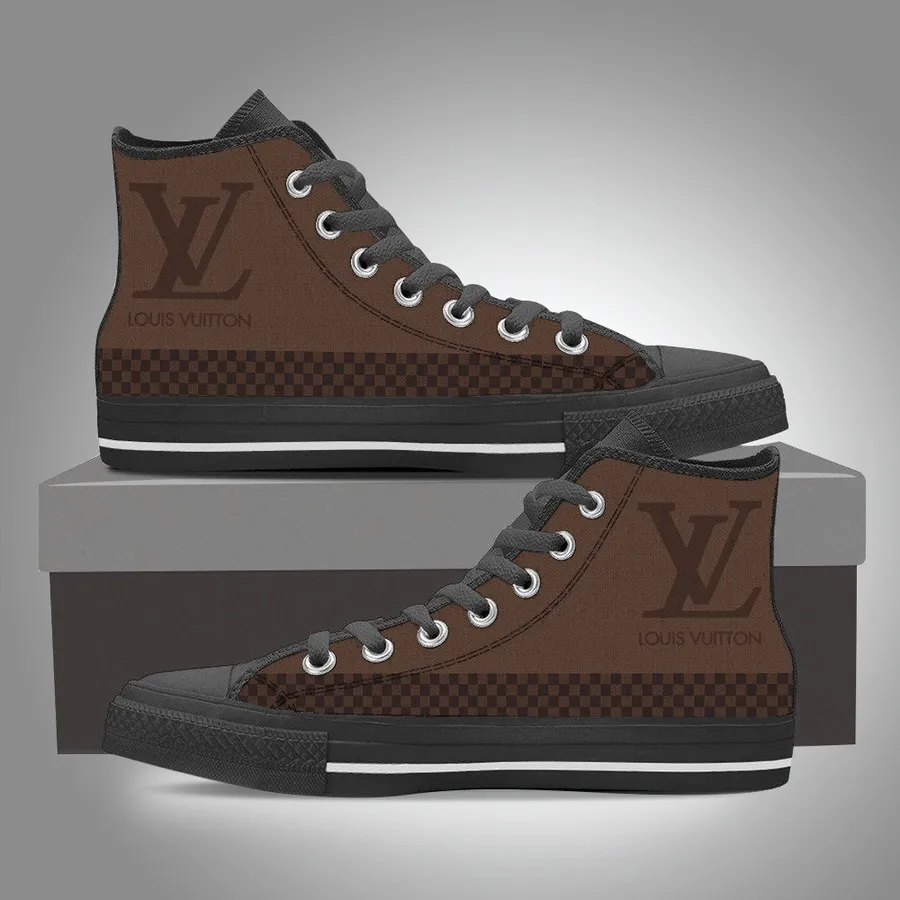 Louis Vuitton Brown High Top Canvas Shoes Luxury Brand Gifts For Men Women